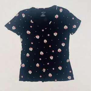 Apt. 9 Essentials Christmas Tee Shirt Santa Peppermint Short Sleeve Tagless S